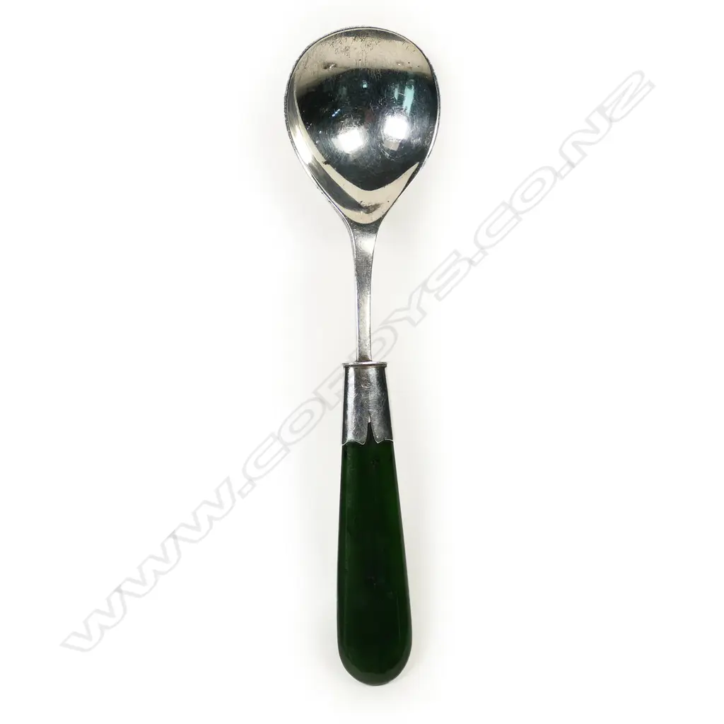 S McLernon (Gisborne) greenstone silver spoon, Image 1++